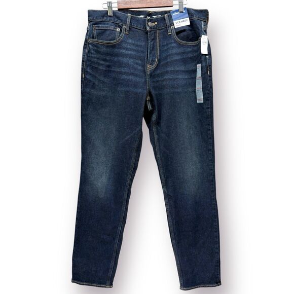 Old Navy Athletic Taper Jeans Mens Size 34x32 Dark Wash Casual NEW - Picture 2 of 7